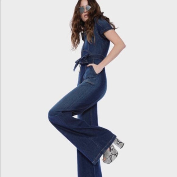 Alice Olivia Dark Blue Denim Jumpsuit US 29 - Picture 1 of 14